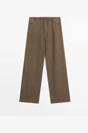 Massimo Dutti Pantalón Recto Bolsillos 100% Lino