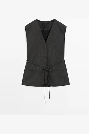 Massimo Dutti Chaleco Detalle Cintas Con Algodón