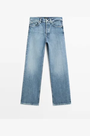 Massimo Dutti Jeans Straight Tiro Alto Mezcla Algodón