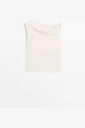 Massimo Dutti Top Drapeado Detalle Nudo Algodón
