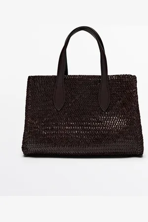 Massimo Dutti Bolso Medio Satchel Trenzado Napa