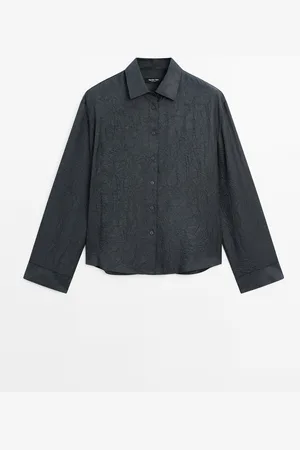 Massimo Dutti Camisa Satinada Detalle Textura