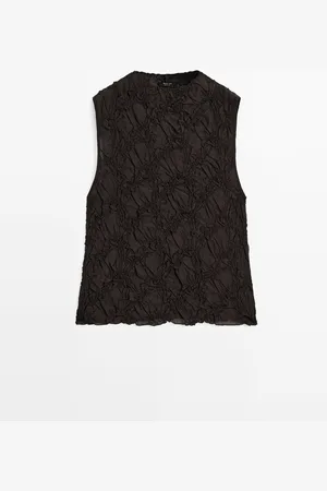 Massimo Dutti Top Cuello Chimenea Efecto Arrugado