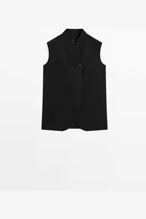 Massimo Dutti Chaleco Cuello Subido Con Lino