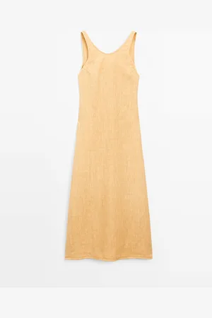 Massimo Dutti Vestido Largo Halter 100% Lino