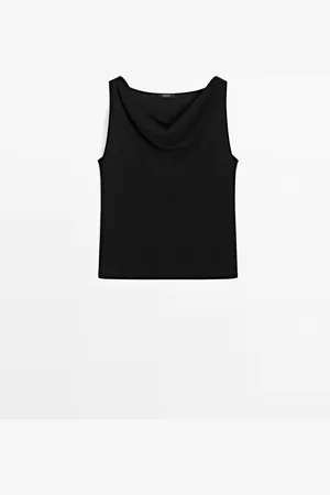 Massimo Dutti Top Sin Manga Escote Drapeado