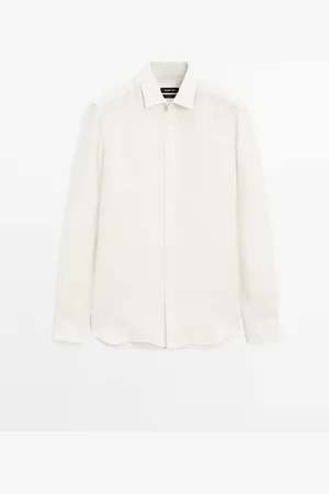 Massimo Dutti Camisa Rayas Regular Fit Lino