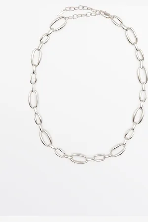 Massimo Dutti Collar Cadena Eslabones Plateada