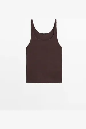 Massimo Dutti Top Punto Canalé 100% Algodón