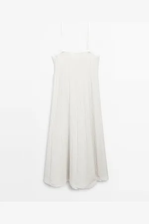 Massimo Dutti Vestido Midi Doble Tejido Textura