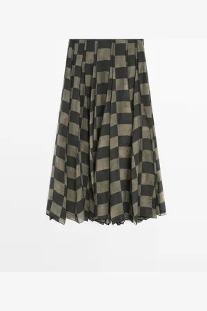 Massimo Dutti Falda Midi Fluida Cuadros