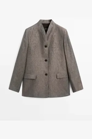 Massimo Dutti Americana Cuello Subido 100% Lino