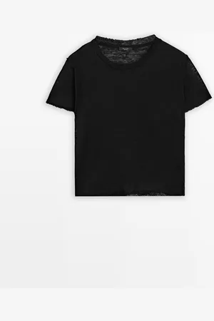 Massimo Dutti Camiseta Punto Calado Mezcla Lino