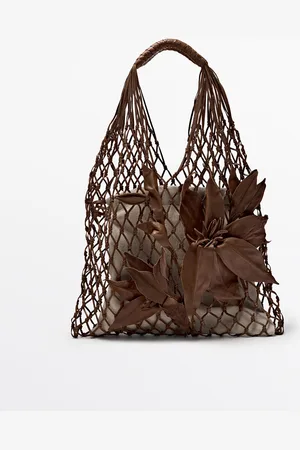 Massimo Dutti Bolso Red Flores Piel Napa