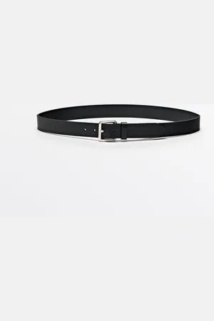 Massimo Dutti Cinturón Piel Hebilla Metalizada