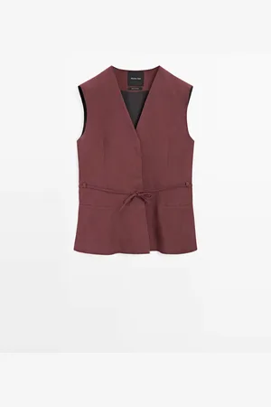 Massimo Dutti Chaleco Largo Cintas 100% Lino