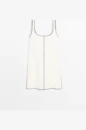 Massimo Dutti Vestido Mini Vivos Contraste Lino