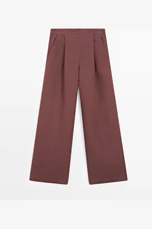 Massimo Dutti Pantalón Fluido Pinzas 100% Lino