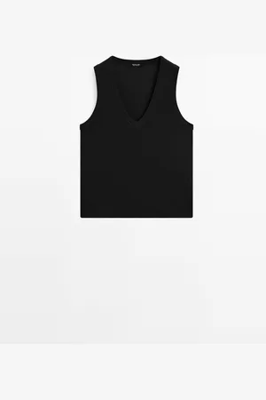 Massimo Dutti Camiseta Sin Mangas Algodón Mecerizado