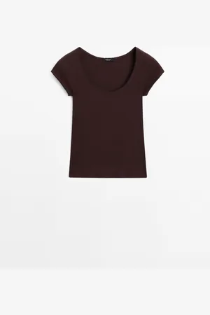 Massimo Dutti Camiseta Detalle Puntilla Algodón