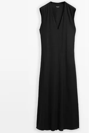 Massimo Dutti Vestido Midi Detalle Escote Pico