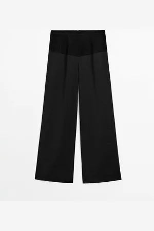 Massimo Dutti Pantalón Fluido Detalle Fajín Piel