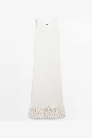 Massimo Dutti Vestido Punto Bajo Flecos
