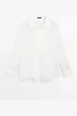 Massimo Dutti Camisa Ligera Detalle Jaretas Algodón