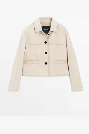 Massimo Dutti Chaqueta Corta Pespuntes Piel Ante