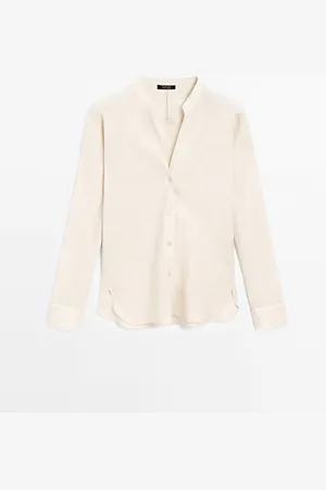 Massimo Dutti Camisa Cuello Mao Fluida Lino