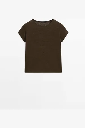 Massimo Dutti Camiseta Manga Corta 100% Lino