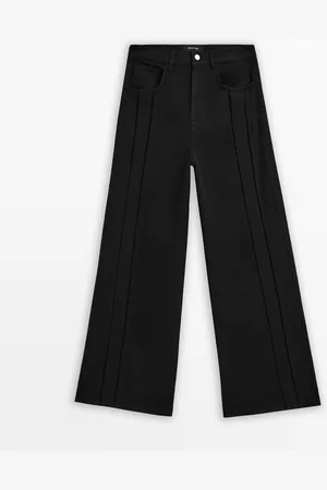 Massimo Dutti Jeans Wide Leg Tiro Alto Detalle Cortes