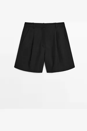 Massimo Dutti Bermuda Cinturilla Pinzas Mezcla Lino