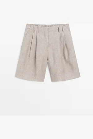 Massimo Dutti Bermuda Mil Rayas 100% Lino