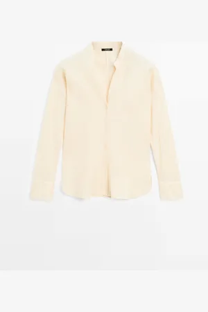 Massimo Dutti Camisa Cuello Mao Fluida Lino