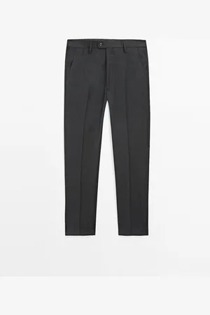 Massimo Dutti Pantalón Traje Liso Lana