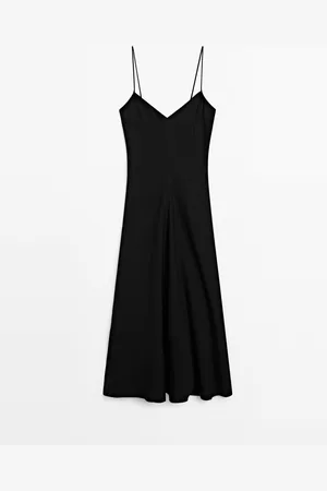 Massimo Dutti Vestido Largo Fluido Escote Pico