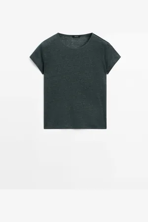 Massimo Dutti Camiseta Manga Corta 100% Lino