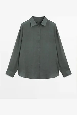 Massimo Dutti Camisa Fluida Con Ramio