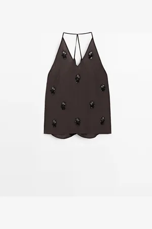 Massimo Dutti Top Fluido Apliques Flor