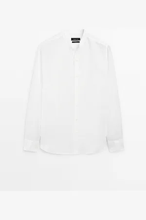 Massimo Dutti Camisa Cuello Mao Regular Fit 100% Lino
