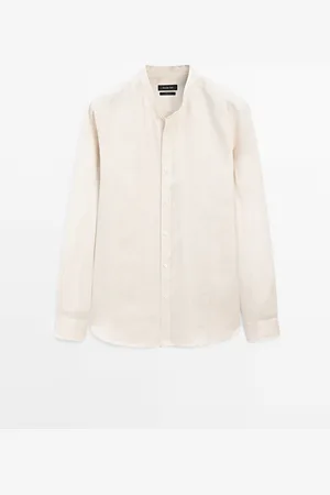 Massimo Dutti Camisa Cuello Mao Regular Fit 100% Lino