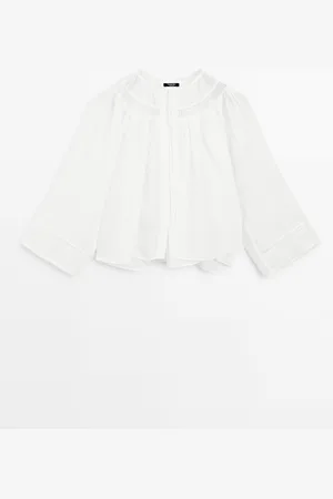 Massimo Dutti Blusa Fluida Detalle Encaje