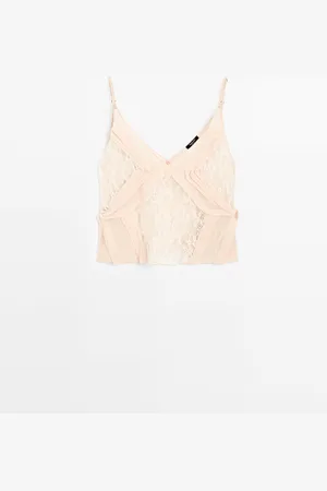 Massimo Dutti Top Lencero Encaje Semitransparente