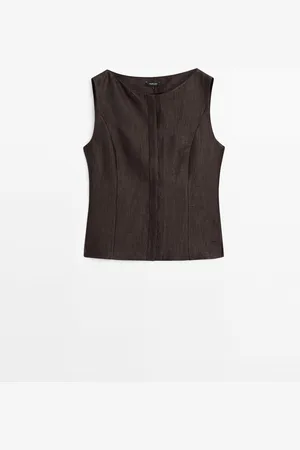 Massimo Dutti Chaleco Cuello Redondo Mezcla Lino