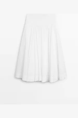 Massimo Dutti Falda Midi Canesú 100% Algodón