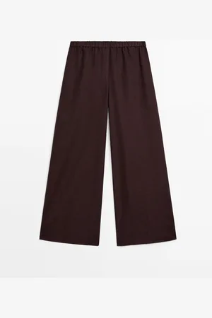 Massimo Dutti Pantalón Recto Cintura Elástica Lino