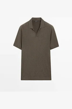 Massimo Dutti Polo Punto Cuello Pico Con Lino