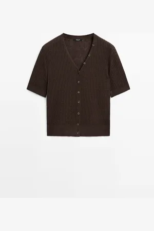 Massimo Dutti Cárdigan Manga Corta 100% Lino