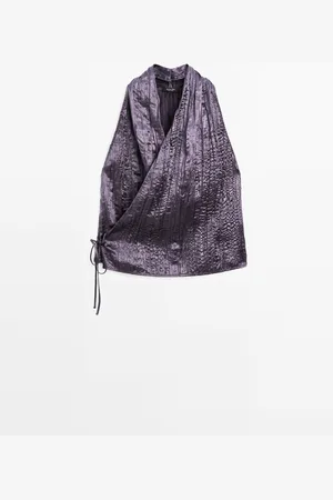 Massimo Dutti Top Cuello Halter Plisado